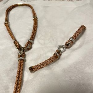 Leather rope bolero necklace w/matching Bracelet